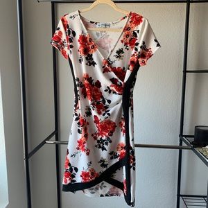 White Floral Wrap Around Dress // Almost Famous